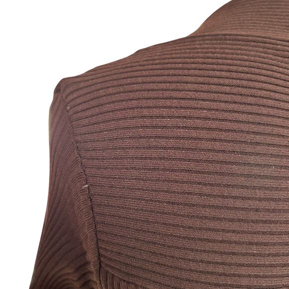 Cache Brown Gold Ribbed Tube Top Shirt Womens Sz Large Y2K V Neck 3/4 Sleeve - Picture 14 of 16